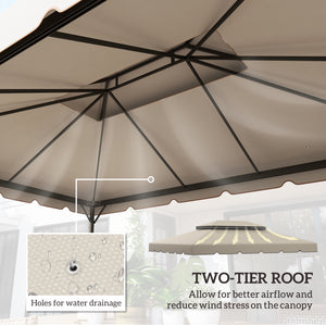13.1' x 9.8' Gazebo Replacement Canopy, Gazebo Top Cover with Double Vented Roof for Garden Patio Outdoor TOP ONLY, Beige