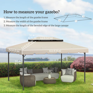 13.1' x 9.8' Gazebo Replacement Canopy, Gazebo Top Cover with Double Vented Roof for Garden Patio Outdoor TOP ONLY, Beige