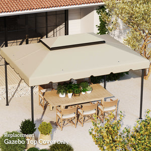 13.1' x 9.8' Gazebo Replacement Canopy, Gazebo Top Cover with Double Vented Roof for Garden Patio Outdoor TOP ONLY, Beige