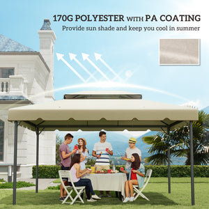 13.1' x 9.8' Gazebo Replacement Canopy, Gazebo Top Cover with Double Vented Roof for Garden Patio Outdoor TOP ONLY, Beige