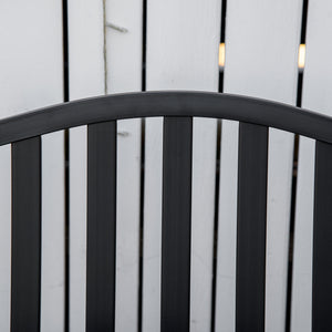 Metal Outdoor Bench with Liftable Middle Table, Patio Loveseat with Slatted Seat and Back, Garden Bench for Lawn, Porch, Seats 2–3 People, Black