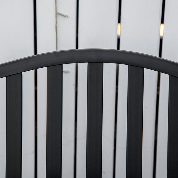 Metal Outdoor Bench with Liftable Middle Table, Patio Loveseat with Slatted Seat and Back, Garden Bench for Lawn, Porch, Seats 2–3 People, Black
