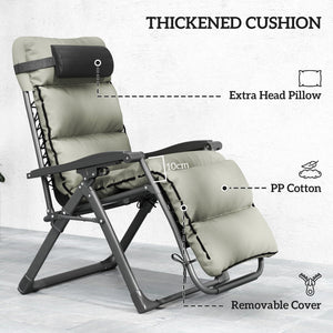 Outsunny Zero Gravity Chairs Set of 2, Reclining Folding Zero Gravity Lounge Chair, Outdoor Lounge Chairs with Removable Cushion, Headrest, and Cup Phone Holder Tray for Patio, Beach, Gray