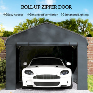 Carport Replacement Sidewall Panels Set of 4 for 12' x 20' Carports, UPF50+ Waterproof PE Tarp Replacement Side Wall Cover with Zipper Door, Top Cover and Frame Not Included, Dark Gray