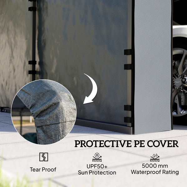 Carport Replacement Sidewall Panels Set of 4 for 12' x 20' Carports, UPF50+ Waterproof PE Tarp Replacement Side Wall Cover with Zipper Door, Top Cover and Frame Not Included, Dark Gray