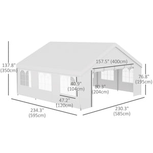 19.5' x 19' Party Tent, Heavy Duty Outdoor Canopy Tent Shelter with Removable Sidewalls, 2 Doors and 6 Windows, Large White Tents for Parties, Events, BBQ Grill
