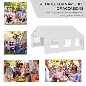 19.5' x 19' Party Tent, Heavy Duty Outdoor Canopy Tent Shelter with Removable Sidewalls, 2 Doors and 6 Windows, Large White Tents for Parties, Events, BBQ Grill