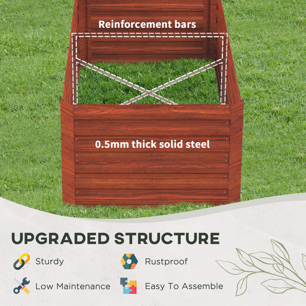 Raised Garden Bed, 6' x 3' x 2' Galvanized Steel Planters for Outdoor Plants with Multi-reinforced Rods for Vegetables, Flowers and Herbs, Rustic Brown