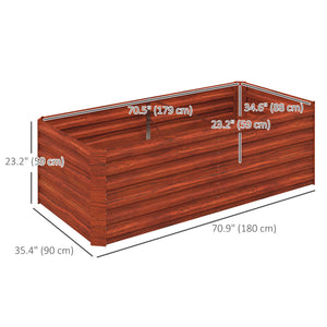 Raised Garden Bed, 6' x 3' x 2' Galvanized Steel Planters for Outdoor Plants with Multi-reinforced Rods for Vegetables, Flowers and Herbs, Rustic Brown
