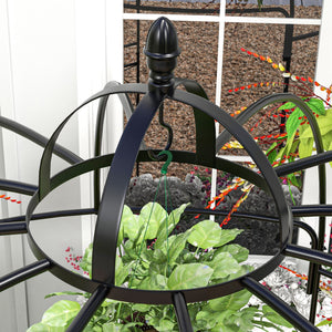 Birdcage Shape Garden Arbour, Metal Gazebo Pergola Pavilion for Climbing Plants, Lights, Flowers, French Style Arch Trellis with Hook for Wedding, Party, Ceremony, Black