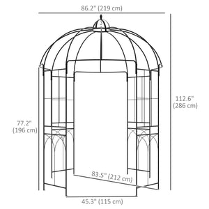 Birdcage Shape Garden Arbour, Metal Gazebo Pergola Pavilion for Climbing Plants, Lights, Flowers, French Style Arch Trellis with Hook for Wedding, Party, Ceremony, Black