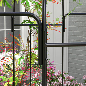 Birdcage Shape Garden Arbour, Metal Gazebo Pergola Pavilion for Climbing Plants, Lights, Flowers, French Style Arch Trellis with Hook for Wedding, Party, Ceremony, Black