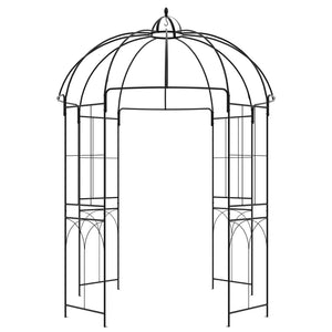 Birdcage Shape Garden Arbour, Metal Gazebo Pergola Pavilion for Climbing Plants, Lights, Flowers, French Style Arch Trellis with Hook for Wedding, Party, Ceremony, Black