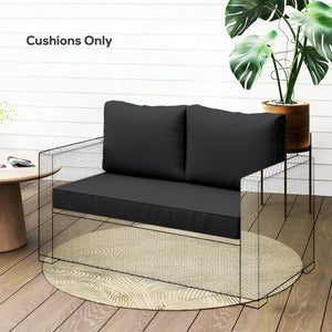 2 Seater Outdoor Seat Cushions with Backrest, Loveseat Double Sofa Outdoor Furniture Cushions, Fade-Resistant Replacement Patio Cushions for Indoor and Outdoor, Black