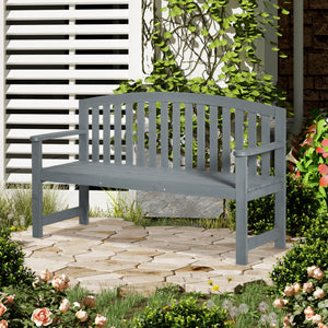 4.7Ft Garden Bench, 2 Seater Outdoor Patio Seat with Slatted Design for Park, Yard, Indoor, Grey