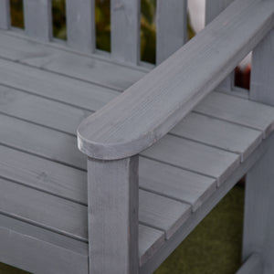 4.7Ft Garden Bench, 2 Seater Outdoor Patio Seat with Slatted Design for Park, Yard, Indoor, Grey
