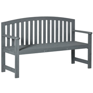 4.7Ft Garden Bench, 2 Seater Outdoor Patio Seat with Slatted Design for Park, Yard, Indoor, Grey