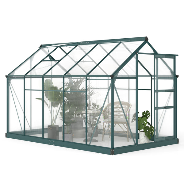 BloomGreen 6' x 10' Greenhouse with Rain Gutter and Roof Vent Dark Green