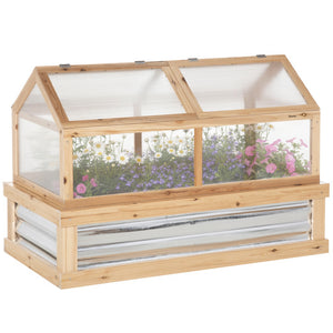 NookGrow Extend Garden Bed with Greenhouse, 48" x 24" x 32", Natural
