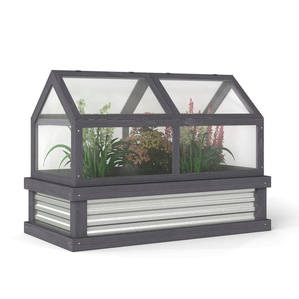 NookGrow Extend Garden Bed with Greenhouse, 48" x 24" x 32", Gray