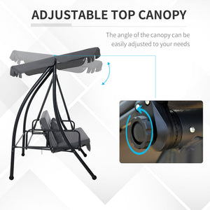 Patio Swing Chair, 3 Person Convertible Hammock, Outdoor Swing Lounge Bed, Cushioned with Tilt Canopy, Dark Grey