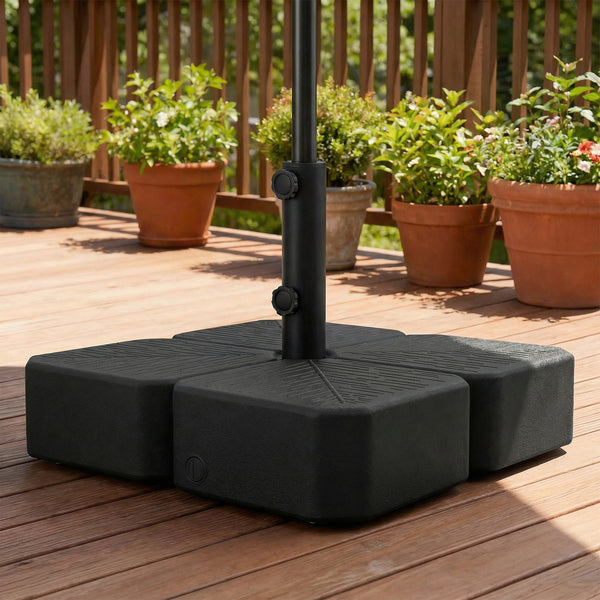 Patio Umbrella Base with Wheels, Square Heavy Duty Umbrella Stand Holder, 70 lbs Water or 88 lbs Sand Filled,  for 1.5"/1.9" Poles for Lawn, Outdoor, Black