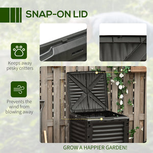 Garden Compost Bin Large Outdoor Compost Container 80 Gallon Fast Creation of Fertile Soil Aerating Compost Box, Easy Assembly, Green