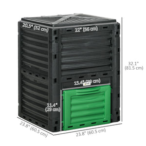 Garden Compost Bin Large Outdoor Compost Container 80 Gallon Fast Creation of Fertile Soil Aerating Compost Box, Easy Assembly, Green