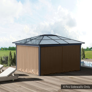 10' x 10' Universal Gazebo Sidewall Set with 4 Panels, Hooks/C-Rings Included for Pergolas & Cabanas, Brown