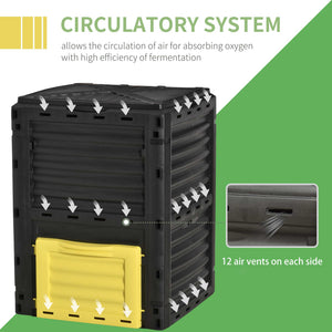 Garden Compost Bin Large Outdoor Compost Container 80 Gallon Fast Creation of Fertile Soil Aerating Compost Box, Easy Assembly, Yellow