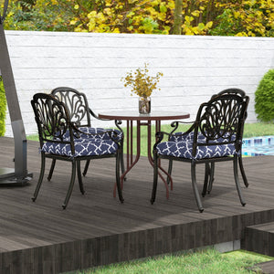 Set of 4 Outdoor Seat Cushions with Ties, Water Repellent Seat Pads for Dining Chair, Swing, Sofa, 48 x 48 x 10 cm, Blue