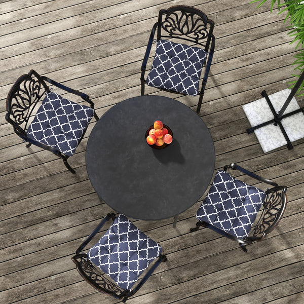 Set of 4 Outdoor Seat Cushions with Ties, Water Repellent Seat Pads for Dining Chair, Swing, Sofa, 48 x 48 x 10 cm, Blue