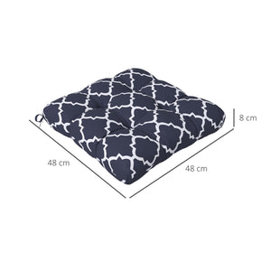 Set of 4 Outdoor Seat Cushions with Ties, Water Repellent Seat Pads for Dining Chair, Swing, Sofa, 48 x 48 x 10 cm, Blue