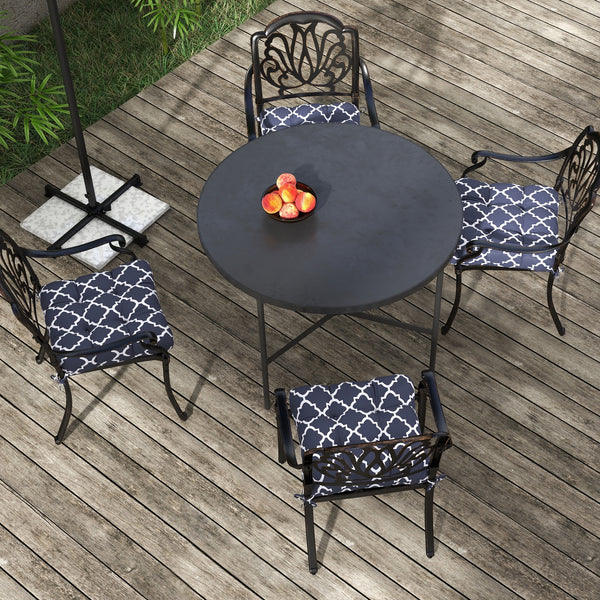 Set of 4 Outdoor Seat Cushions with Ties, Water Repellent Seat Pads for Dining Chair, Swing, Sofa, 48 x 48 x 10 cm, Blue
