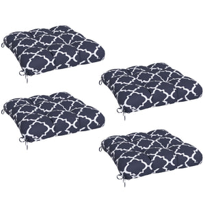 Set of 4 Outdoor Seat Cushions with Ties, Water Repellent Seat Pads for Dining Chair, Swing, Sofa, 48 x 48 x 10 cm, Blue