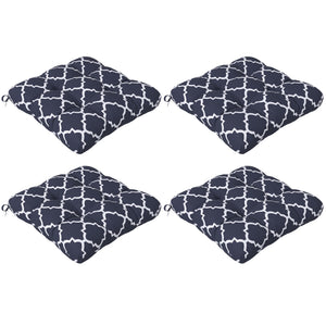 Set of 4 Outdoor Seat Cushions with Ties, Water Repellent Seat Pads for Dining Chair, Swing, Sofa, 48 x 48 x 10 cm, Blue