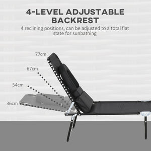 2PCS Adjustable Outdoor Lounge Chair, Garden Folding Chaise Lounge with Face Hole Reclining Tanning Chair Seat, Folding Camping Beach Lounging Bed w/ Head Support, Black
