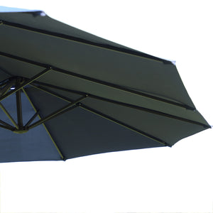 15ft Double-sided Patio Umbrella with Twin Canopy, Extra Large Outdoor Parasol with Crank for Pool, Deck, Market, Blue