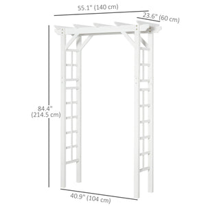 85" Wooden Garden Arbour for Wedding and Ceremony, Outdoor Garden Arch Trellis for Climbing Vines, White