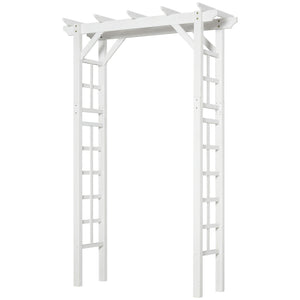 85" Wooden Garden Arbour for Wedding and Ceremony, Outdoor Garden Arch Trellis for Climbing Vines, White