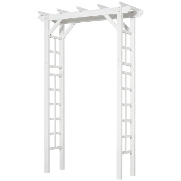 85" Wooden Garden Arbour for Wedding and Ceremony, Outdoor Garden Arch Trellis for Climbing Vines, White