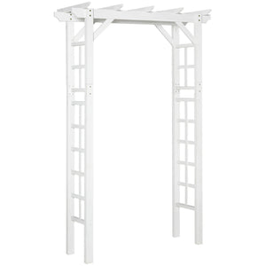 85" Wooden Garden Arbour for Wedding and Ceremony, Outdoor Garden Arch Trellis for Climbing Vines, White