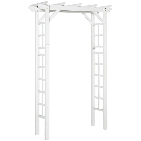 85" Wooden Garden Arbour for Wedding and Ceremony, Outdoor Garden Arch Trellis for Climbing Vines, White