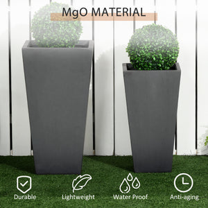 Outsunny 2-Pack Outdoor Planter Set, Flower Pots with Drainage Holes, Durable & Stackable Plant Pot, 22in & 18in, for Porch, Entryway, Patio, Yard, Garden, Gray