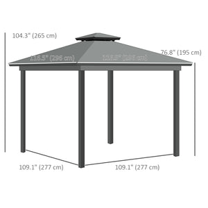 10' x 10' 2-Tier Outdoor Gazebo Canopy Tent with Zippered Mesh Sidewalls, Aluminum Frame for Patio, Backyard, Light Grey