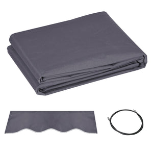 11' x 8' Retractable Awning Fabric Replacement Outdoor Sunshade Canopy Awning Cover, UV Protection, Grey