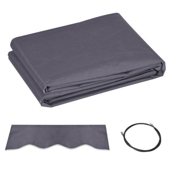 11' x 8' Retractable Awning Fabric Replacement Outdoor Sunshade Canopy Awning Cover, UV Protection, Grey