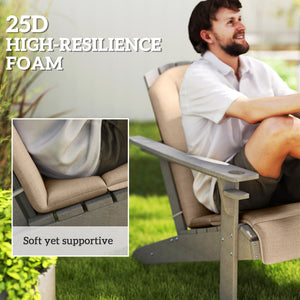 Adirondack Chair Cushion Set of 4, Outdoor Chair Cushions, High Back Patio Chair Cushions with Ties, Non-Slip Replacement Seat Cushion for Patio Furniture, Beige