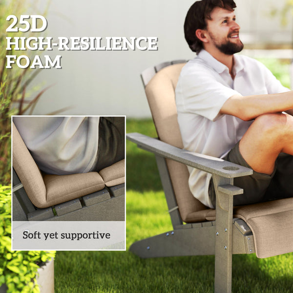 Adirondack Chair Cushion Set of 4, Outdoor Chair Cushions, High Back Patio Chair Cushions with Ties, Non-Slip Replacement Seat Cushion for Patio Furniture, Beige