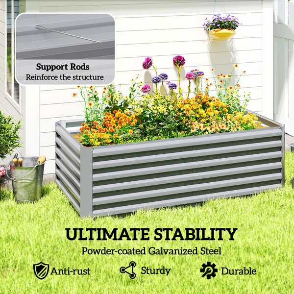 Galvanized Raised Garden Bed, 6' x 3' x 2' Outdoor Metal Planter Box, Standing Raised Bed for Growing Flowers, Herbs and Vegetables, Light Grey
